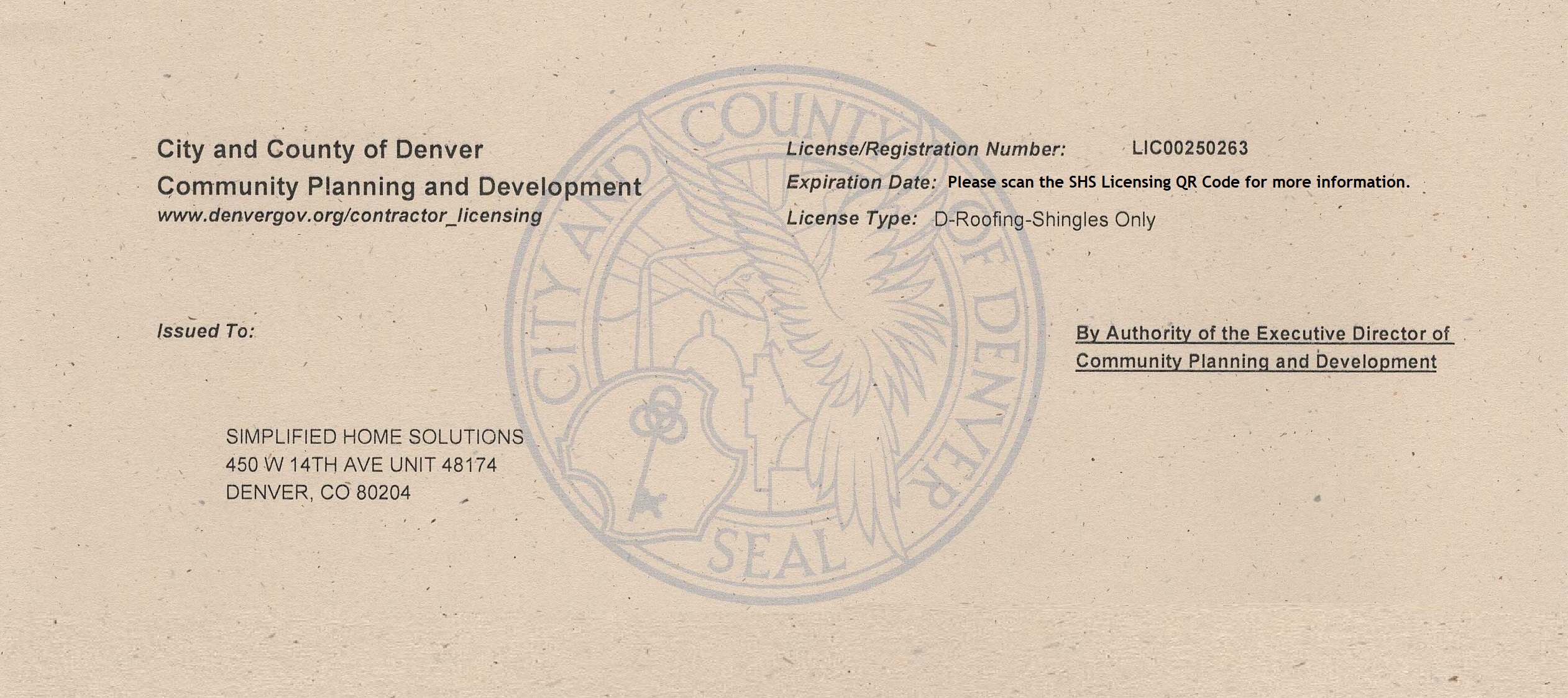 City-County of Denver - Contractor License