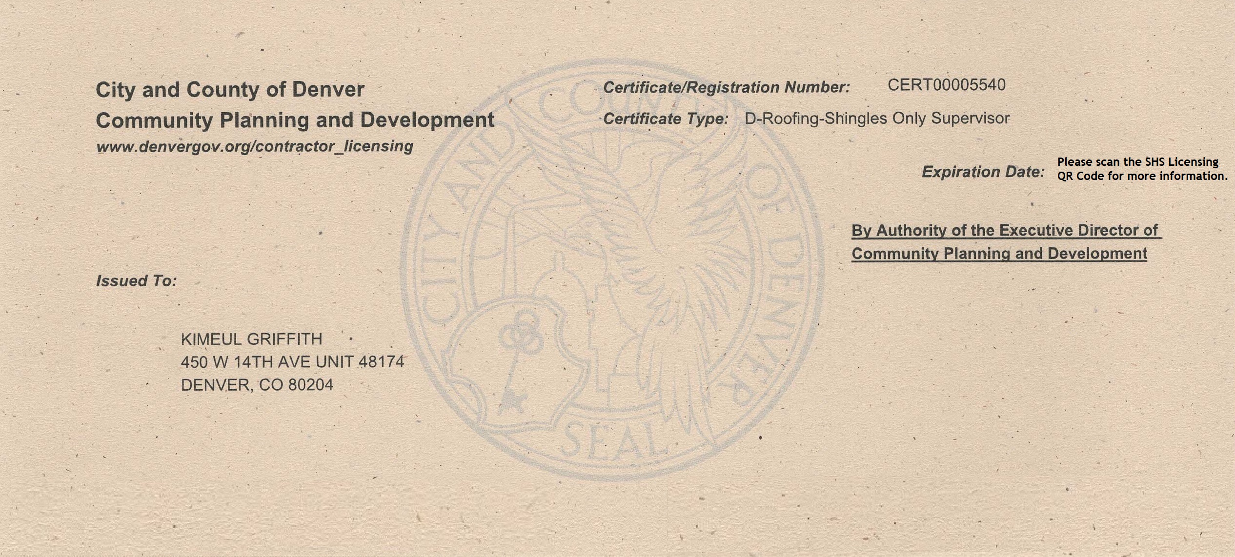 City-County of Denver - Supervisor License