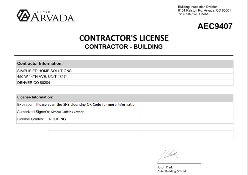 City of Arvada - Contractor License